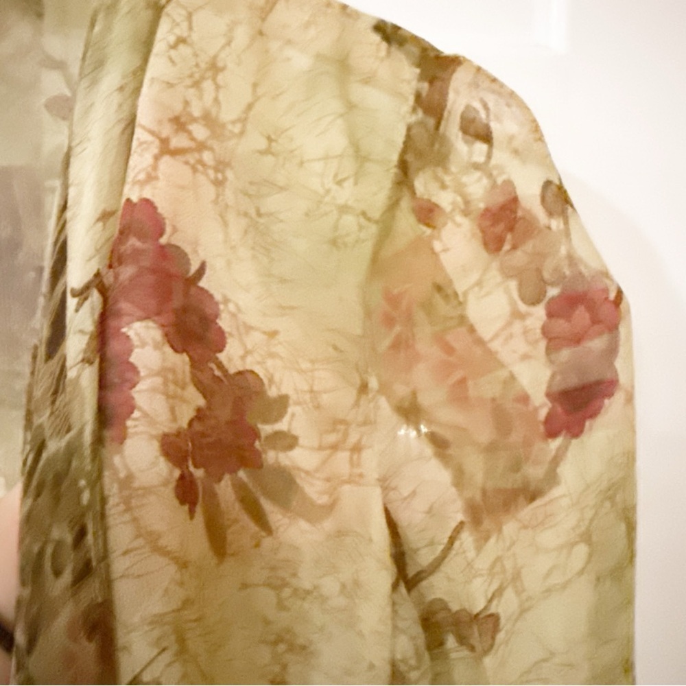 Citron Santa Monica Green Silk Duster Kimono M - Picture 8 of 10